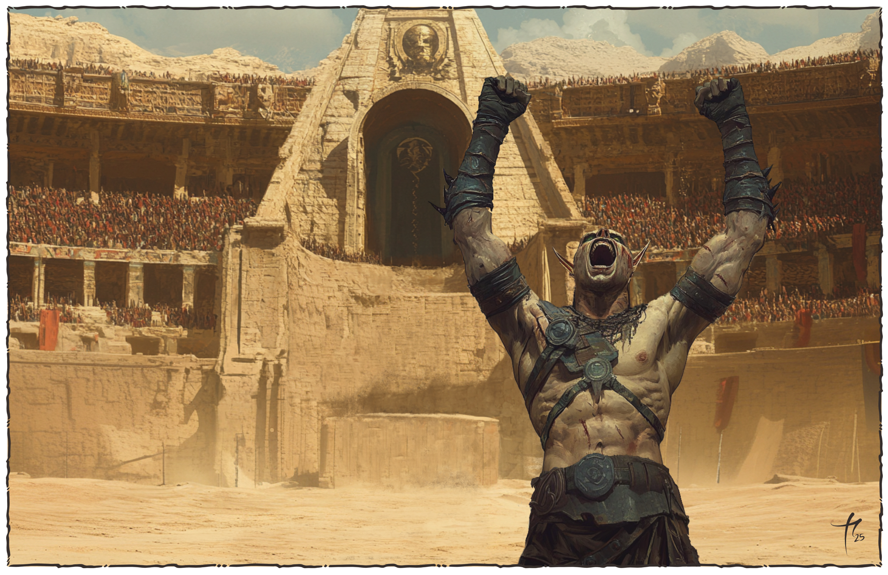 A mul gladiator working the crowd.